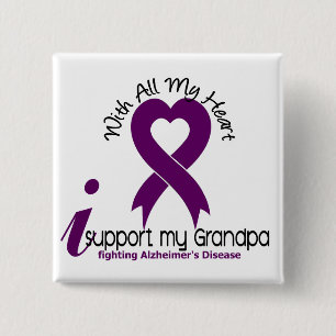Alzheimers Disease I Support My Grandpa 15 Cm Square Badge