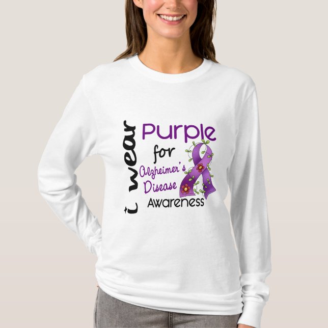 Alzheimers Disease I Wear Purple For Awareness 43 T-Shirt (Front)