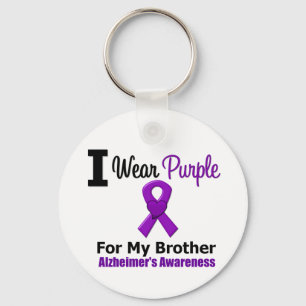 Alzheimer's Disease Purple Ribbon For My Brother Key Ring