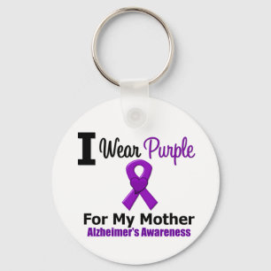 Alzheimer's Disease Purple Ribbon For My Mother Key Ring