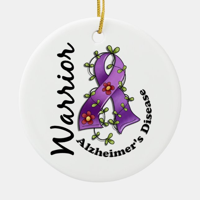Alzheimer's Disease Warrior 15 Ceramic Tree Decoration (Front)