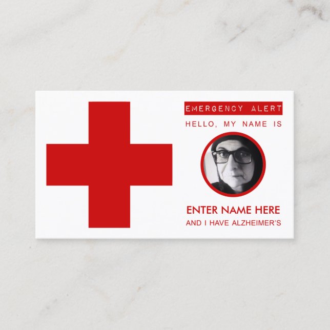 alzheimers emergency contact card (Front)