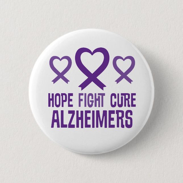 Alzheimer's Hope Fight Cure Ribbon Button (Front)