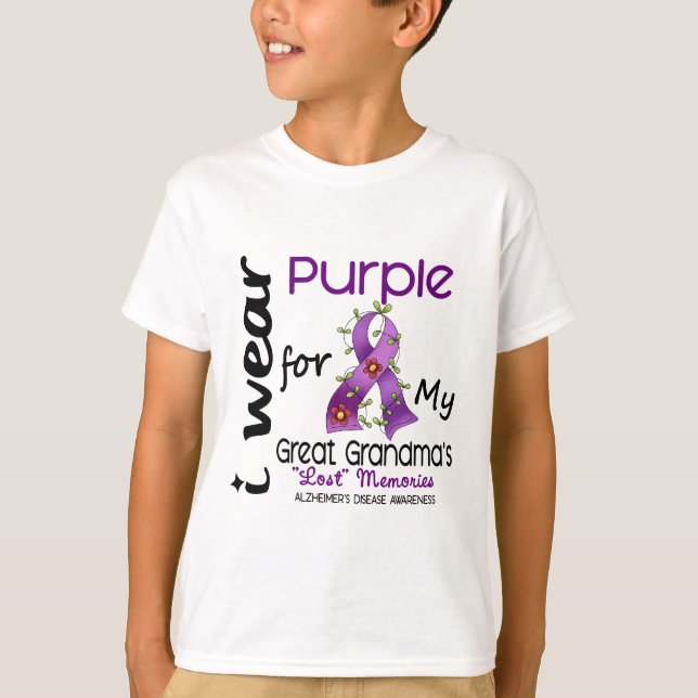 Alzheimers I Wear Purple For My Great Grandma T-Shirt (Front)