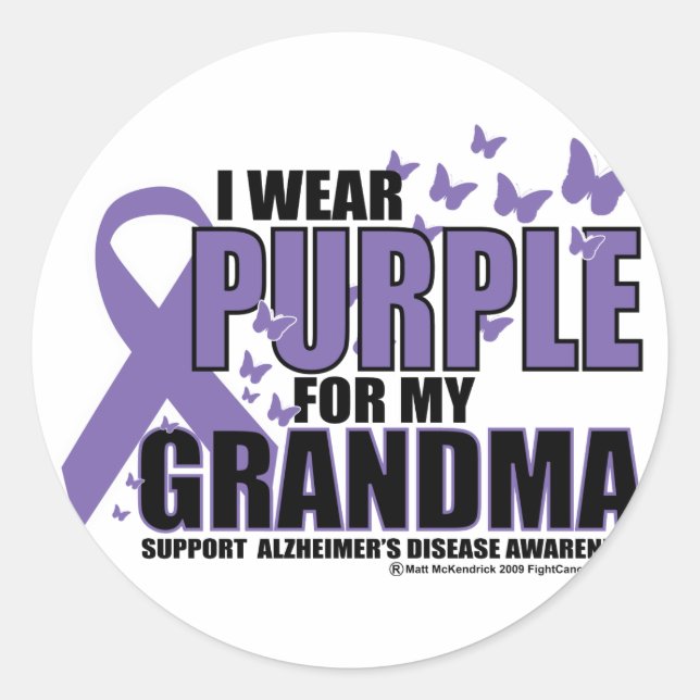 Alzheimers Purple For GRANDMA Classic Round Sticker (Front)