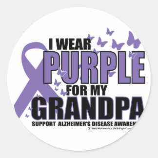 Alzheimers: Purple For GRANDPA Classic Round Sticker