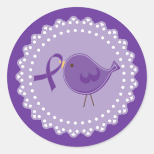 Alzheimer's Ribbon Bird support Classic Round Sticker