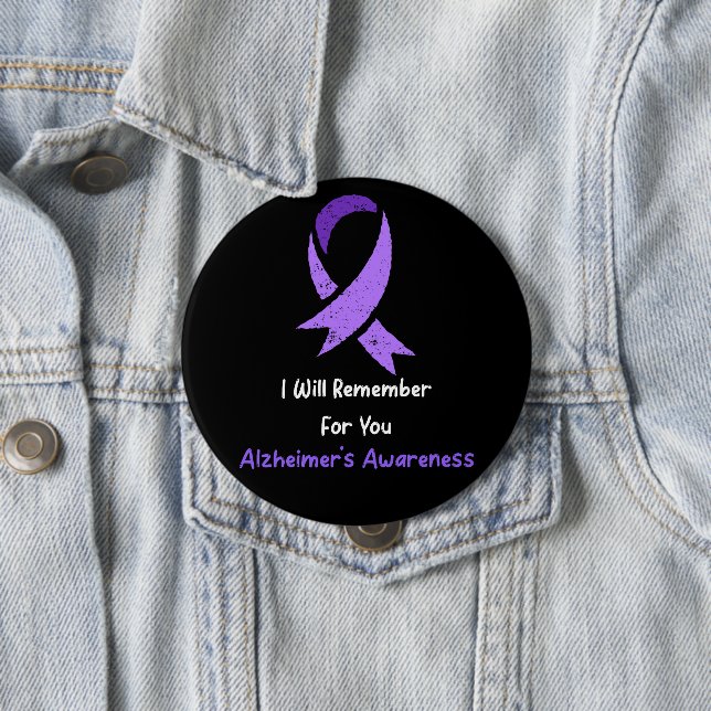 Alzheimer's Ribbon Fight Dementia Awareness 10 Cm Round Badge (In Situ)