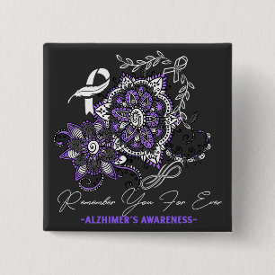 Alzheimer's Ribbon Fight Dementia Awareness 15 Cm Square Badge
