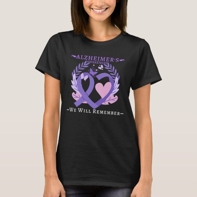 Alzheimer's Ribbon Fight Dementia Awareness T-Shirt (Front)