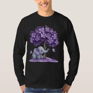 Alzhemer's Awareness Elephant Purple Ribbon Kids D T-Shirt