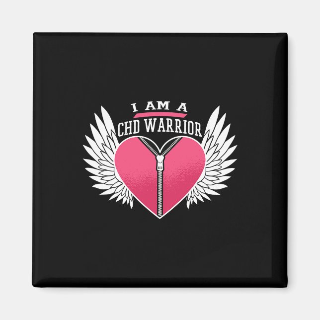 Am A Chd Warrior Zipper Heart With Angel Wings  Magnet (Front)
