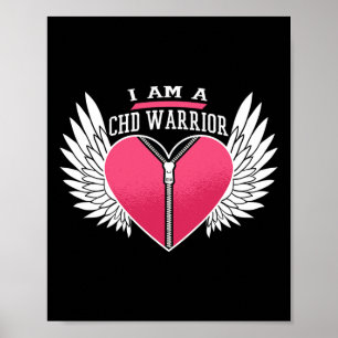 Am A Chd Warrior Zipper Heart With Angel Wings  Poster