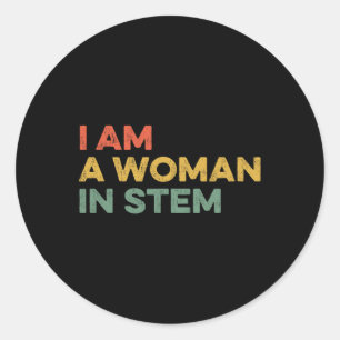 Am A Woman In Stem Steminist Science Feminist Math Classic Round Sticker