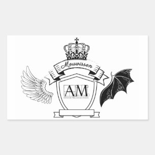 AM Bookplate - Black Banner Crown Rectangular Sticker