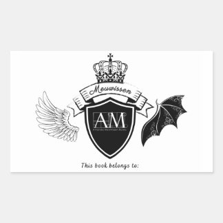 Am Bookplate - Black Crown Rectangular Sticker