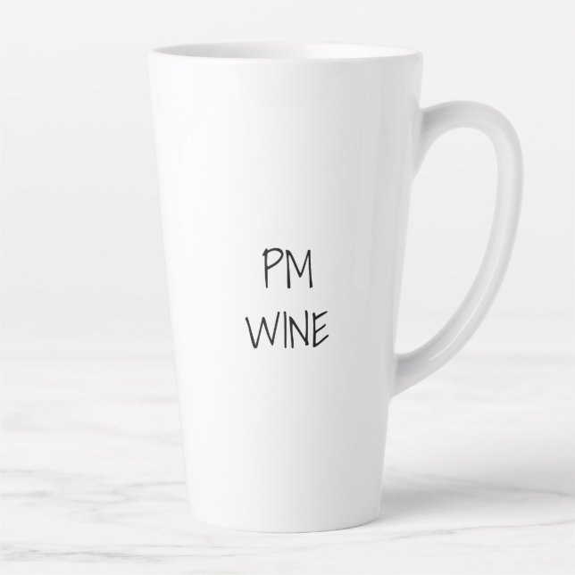 AM Coffee, PM Wine black white custom text casual Latte Mug (Right)