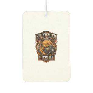 Am Firefighter Pitbull Dog Gas Mask Shield Car Air Freshener