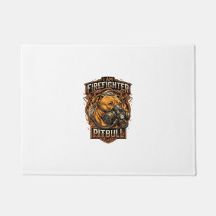 Am Firefighter Pitbull Dog Gas Mask Shield Doormat