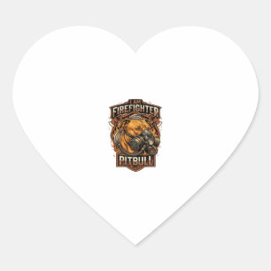Am Firefighter Pitbull Dog Gas Mask Shield Heart Sticker