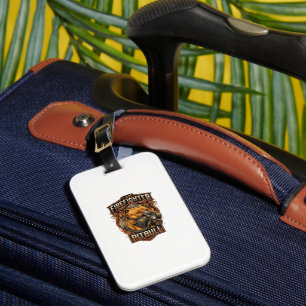 Am Firefighter Pitbull Dog Gas Mask Shield Luggage Tag