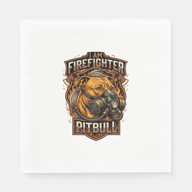 Am Firefighter Pitbull Dog Gas Mask Shield Napkin (Front)