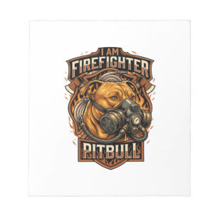 Am Firefighter Pitbull Dog Gas Mask Shield Notepad