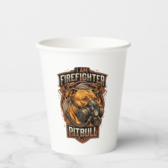 Am Firefighter Pitbull Dog Gas Mask Shield Paper Cups (Front)