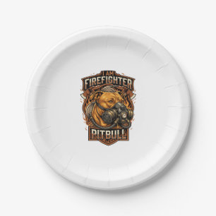 Am Firefighter Pitbull Dog Gas Mask Shield Paper Plate