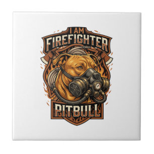 Am Firefighter Pitbull Dog Gas Mask Shield Tile