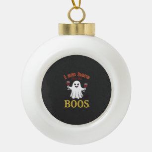 Am Here Boos Halloween Ghost Wine Glasses Spider W Ceramic Ball Christmas Ornament