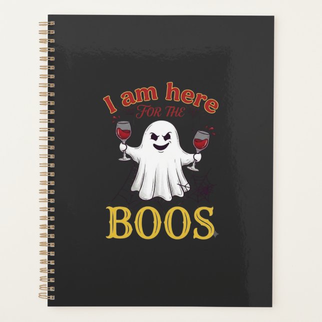 Am Here Boos Halloween Ghost Wine Glasses Spider W Planner (Front)