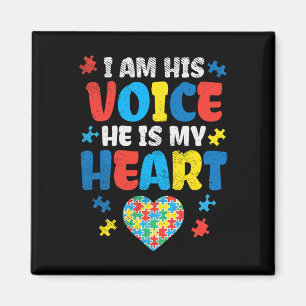 Am His Voice He Is My Heart Autism Awareness Asl S Magnet