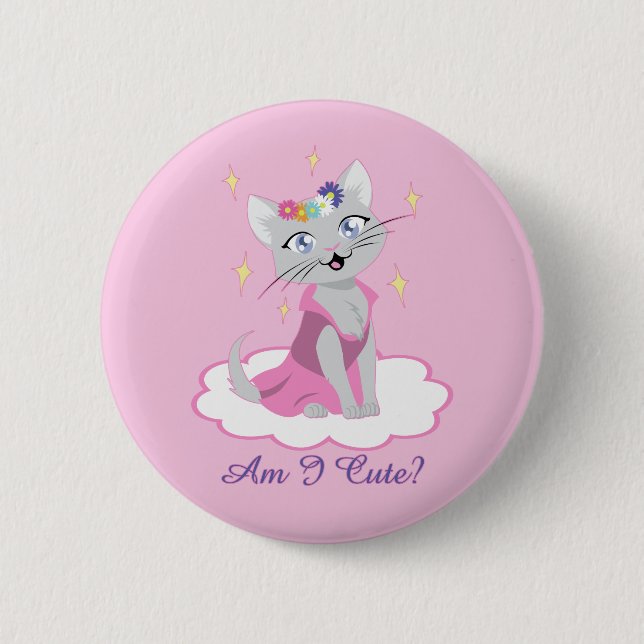 Am I Cute? 6 Cm Round Badge (Front)