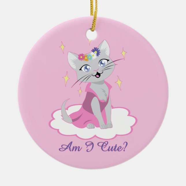 Am I Cute? Ceramic Tree Decoration (Front)
