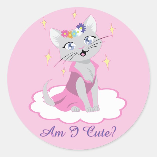 Am I Cute? Classic Round Sticker (Front)