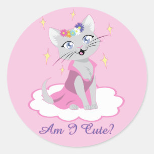 Am I Cute? Classic Round Sticker
