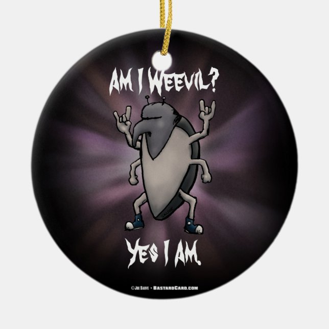Am I Weevil Heavy Metal Cartoon Ceramic Tree Decoration (Front)