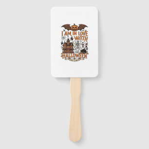 Am Love Halloween Haunted House Skeleton Pumpkin_1 Hand Fan
