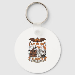 Am Love Halloween Haunted House Skeleton Pumpkin_1 Key Ring