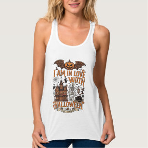 Am Love Halloween Haunted House Skeleton Pumpkin_1 Singlet