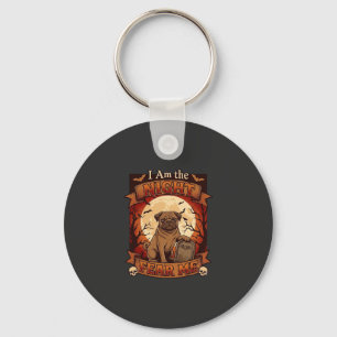 Am Night Fear Me Halloween Pug Moon Tombstone Key Ring