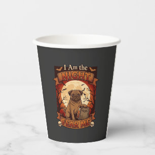 Am Night Fear Me Halloween Pug Moon Tombstone Paper Cups