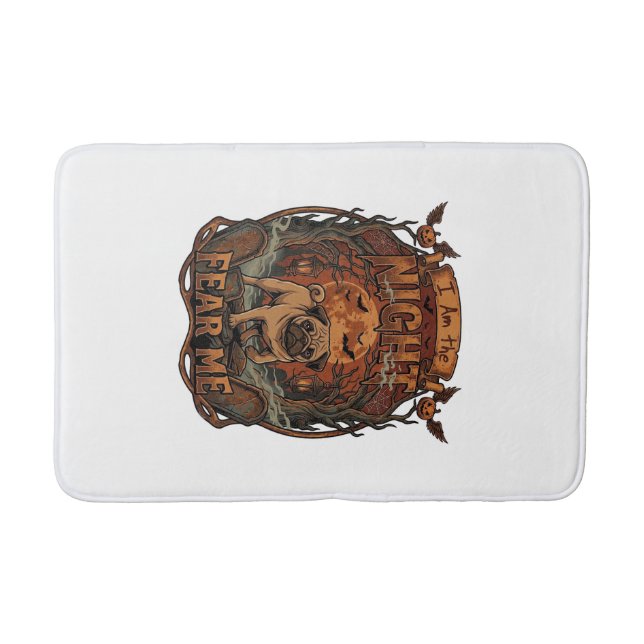 Am Night Fear Me Pug Halloween Moon_1 Bath Mat (Front)