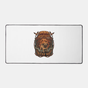 Am Night Fear Me Pug Halloween Moon_1 Desk Mat