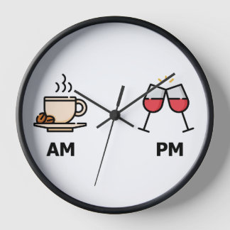 AM PM time clock for coffee and wine lovers