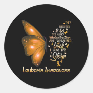 Am The Storm Leukaemia Awareness Butterfly  Classic Round Sticker