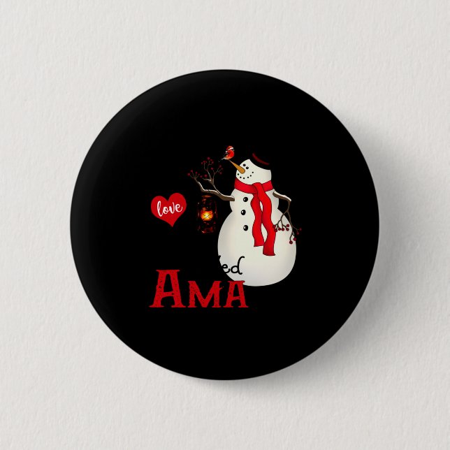 Ama Snowman Xmas Happy Family New Snowman Merry Ch 6 Cm Round Badge (Front)