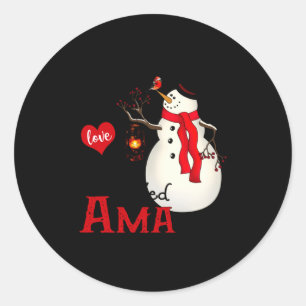 Ama Snowman Xmas Happy Family New Snowman Merry Ch Classic Round Sticker