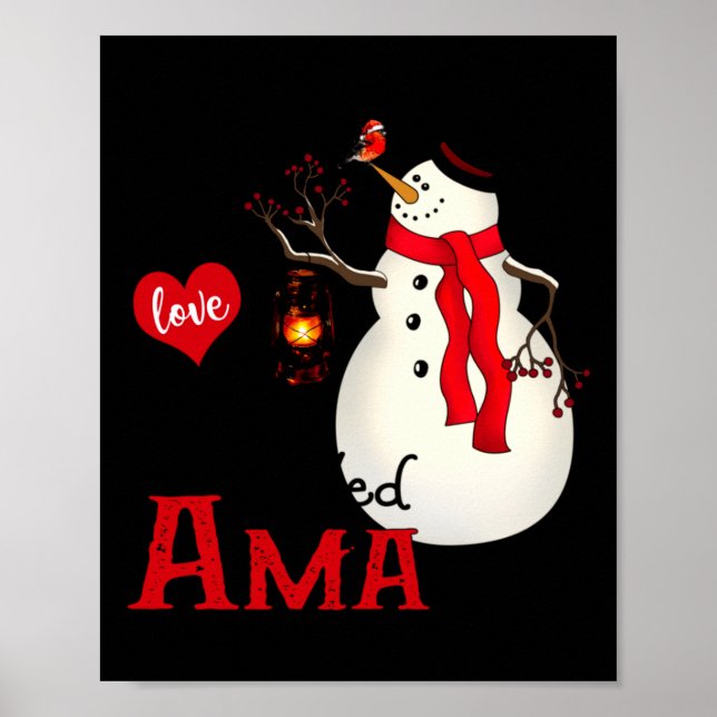 Ama Snowman Xmas Happy Family New Snowman Merry Ch Poster (Front)